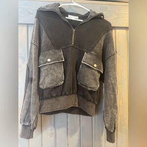 Sewn & Seen Half Zip Black & Grey